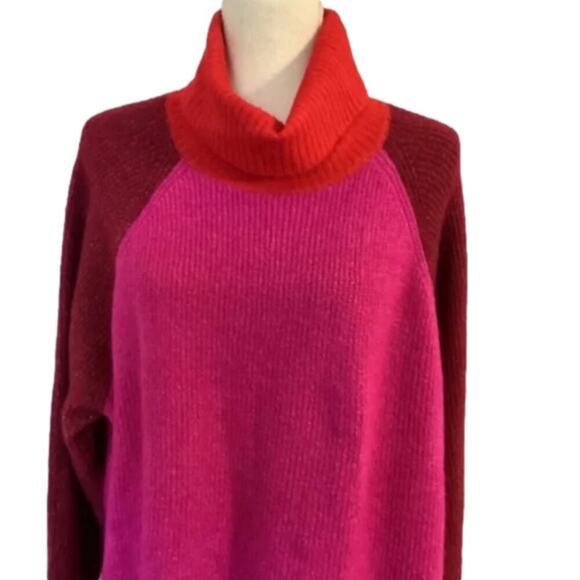 Lane Bryant Classic Turtleneck Colorblock Sweater in Very Berry 22 24 3X New - Picture 9 of 11